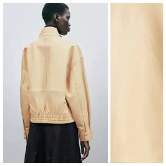 Massimo Dutti Beige Nappa Leather Size